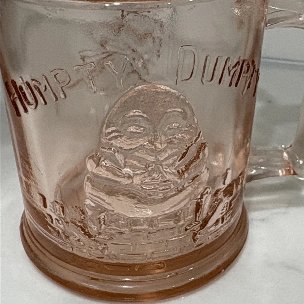 Vintage Pink Depression Glass Tom Tom & Humpty Dumpty Mug Federal‎ 1930s